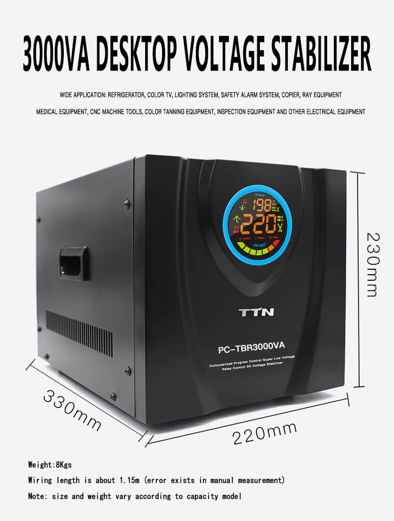 PC-TBR500VA-15KVA Air Conditioner 220V 2000VA Relay Control Voltage Stabilizer